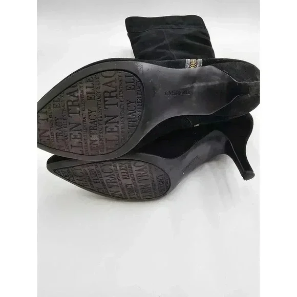 Ellen Tracy Women's Size 9.5 Black Zip Up Suede Heeled Boots - Picture 11 of 12